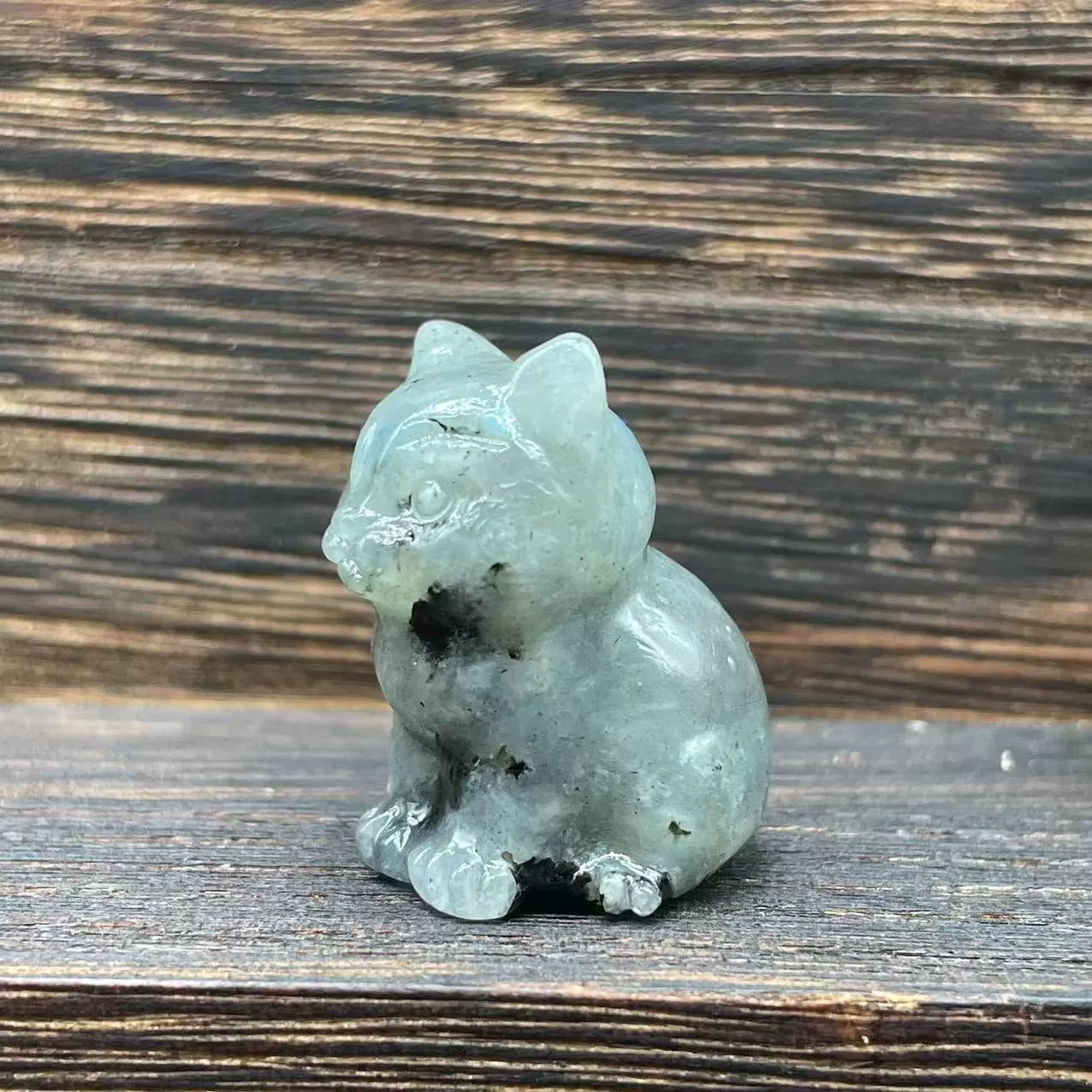 1.2 inch cute kitten natural stone gem carving 3 cm semi-precious stone kitten