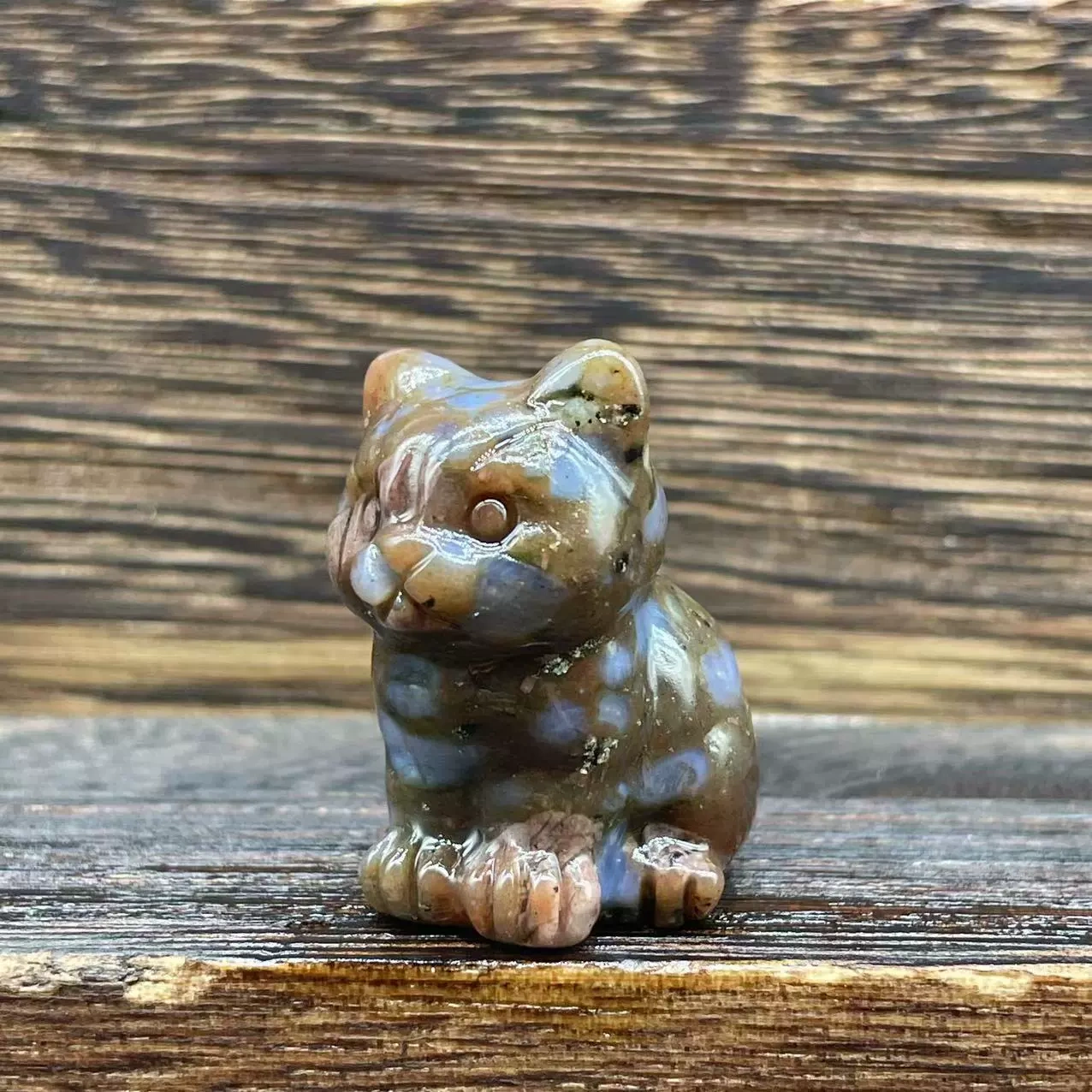1.2 inch cute kitten natural stone gem carving 3 cm semi-precious stone kitten