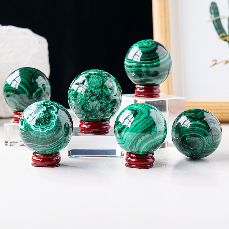 Natural crystal malachite crystal ball crystal raw stone polishing
