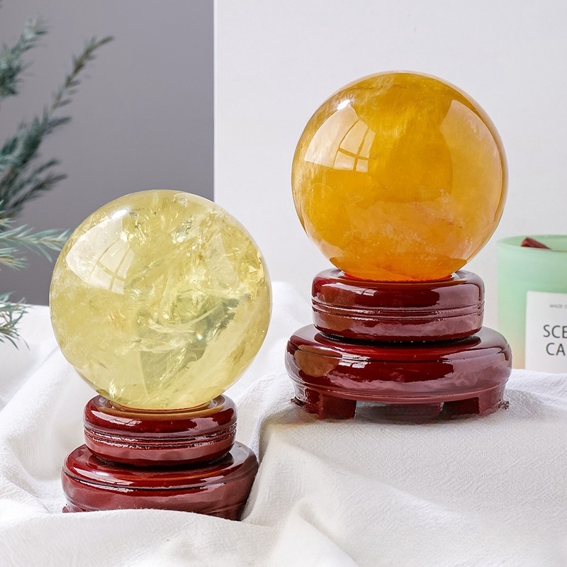 8cm natural crystal ball ornaments, polished crystal stone with base