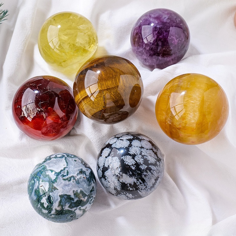 8cm natural crystal ball ornaments, polished crystal stone with base