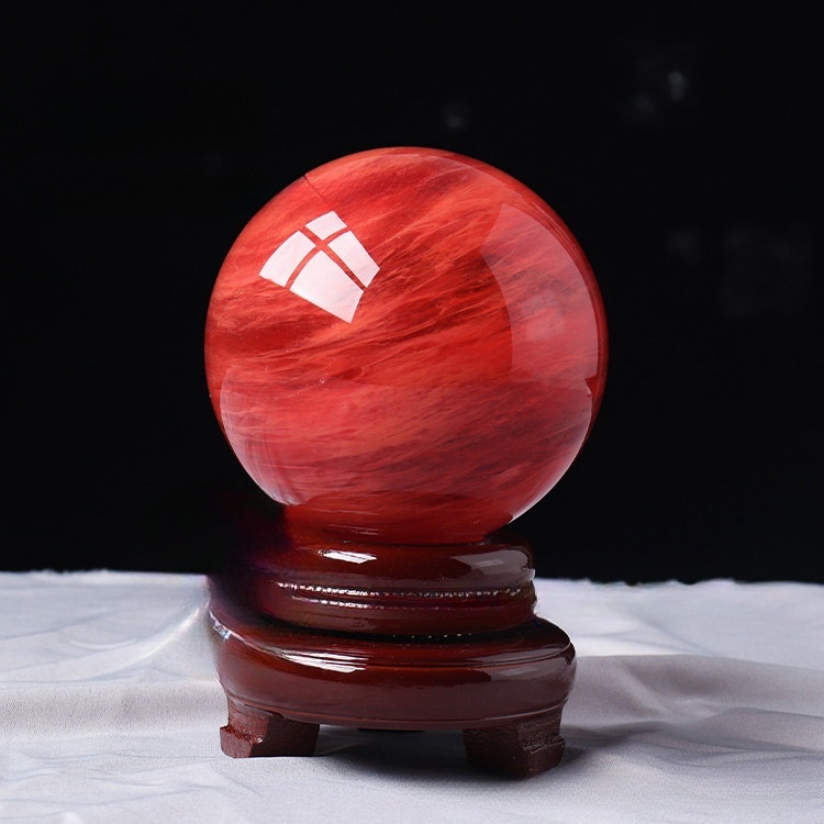 8cm natural crystal ball ornaments, polished crystal stone with base