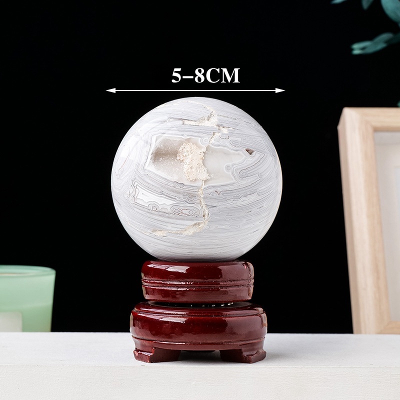 Natural white crazy agate crystal ball rough stone polished Mexican agate ball