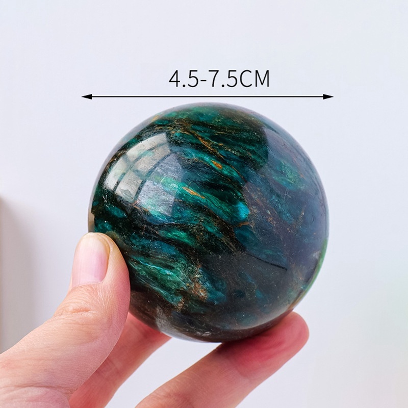 Natural green mica crystal ball ornaments raw stone polished energy stone