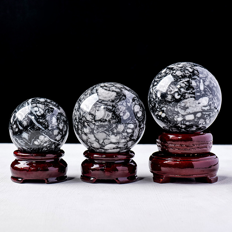 Natural crystal insect fossil ball shell stone raw stone polished crystal crafts