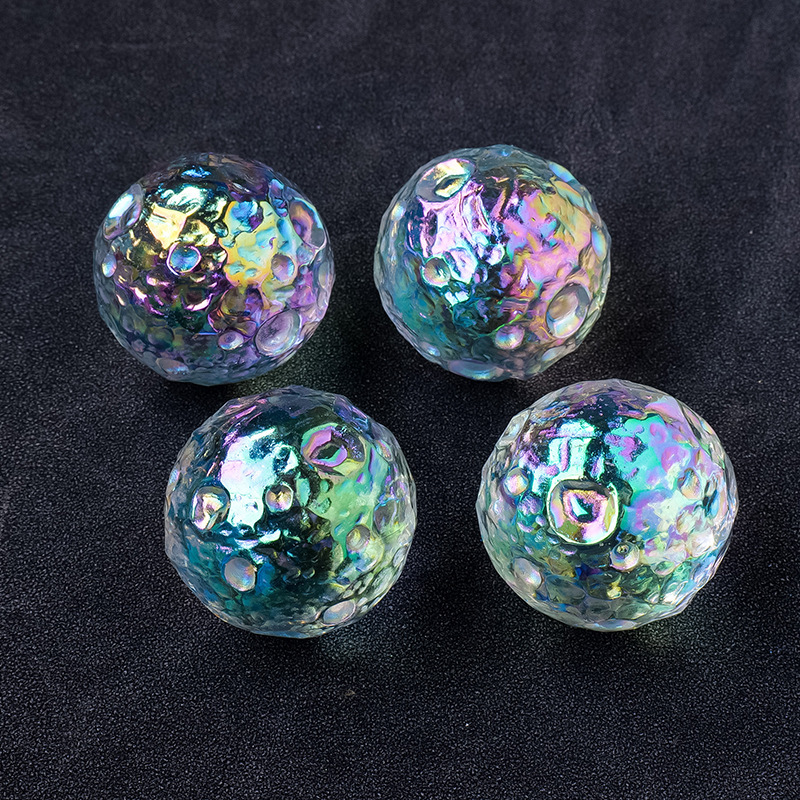 Natural clear quartz electroplated moon angel color crystal moon meteorite model