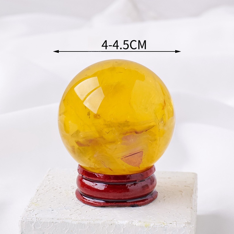 Natural yellow fluorite purple mica symbiotic crystal ball original stone polishing
