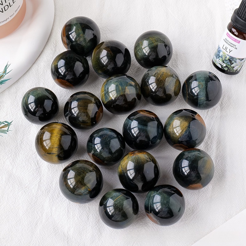 Natural crystal blue tiger eye stone ball crystal rough stone polishing