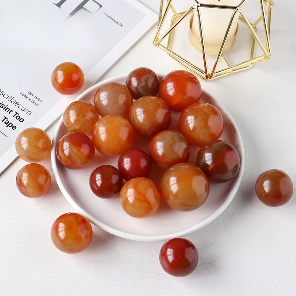 Natural crystal red agate crystal ball crystal ornaments