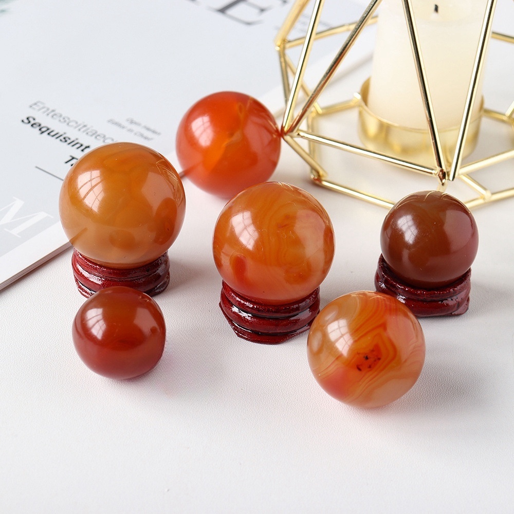 Natural crystal red agate crystal ball crystal ornaments
