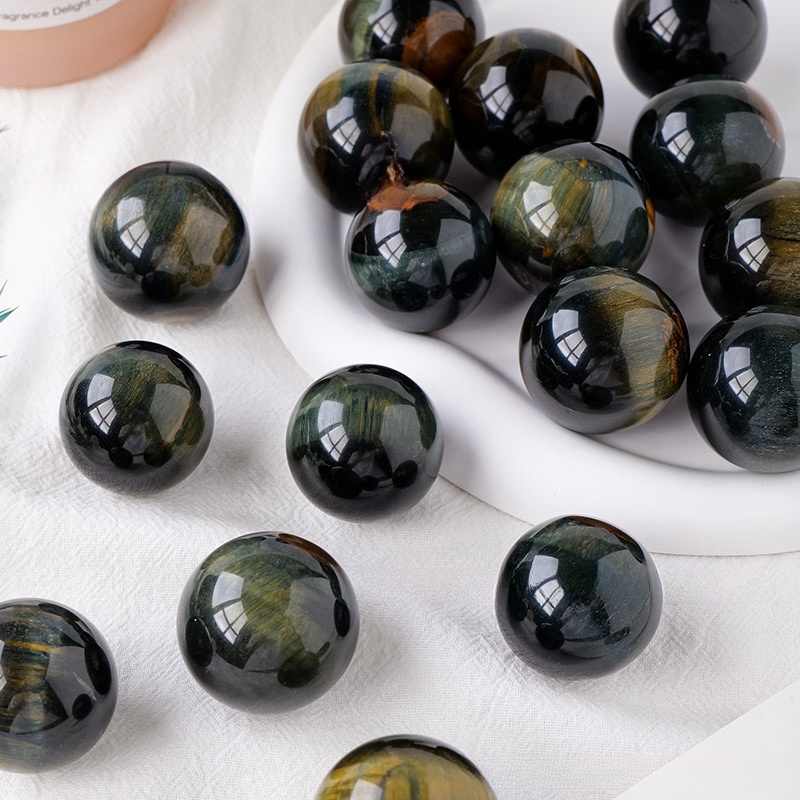 Natural crystal blue tiger eye stone ball crystal rough stone polishing