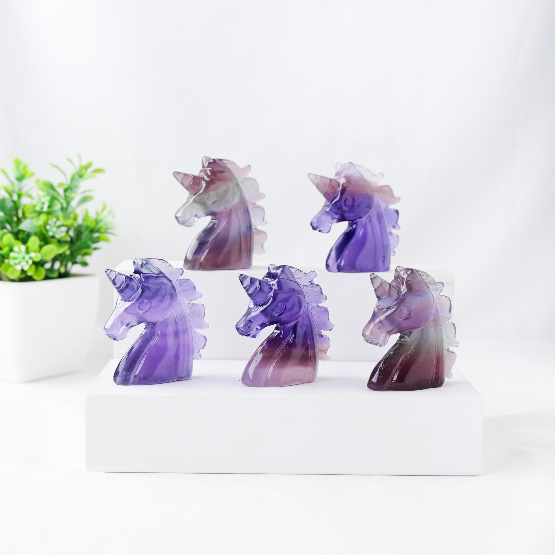 Natural crystal fluorite unicorn desktop decoration ornaments