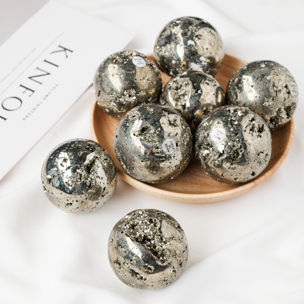 Natural Peruvian chalcopyrite crystal ball crystal raw stone geode ball