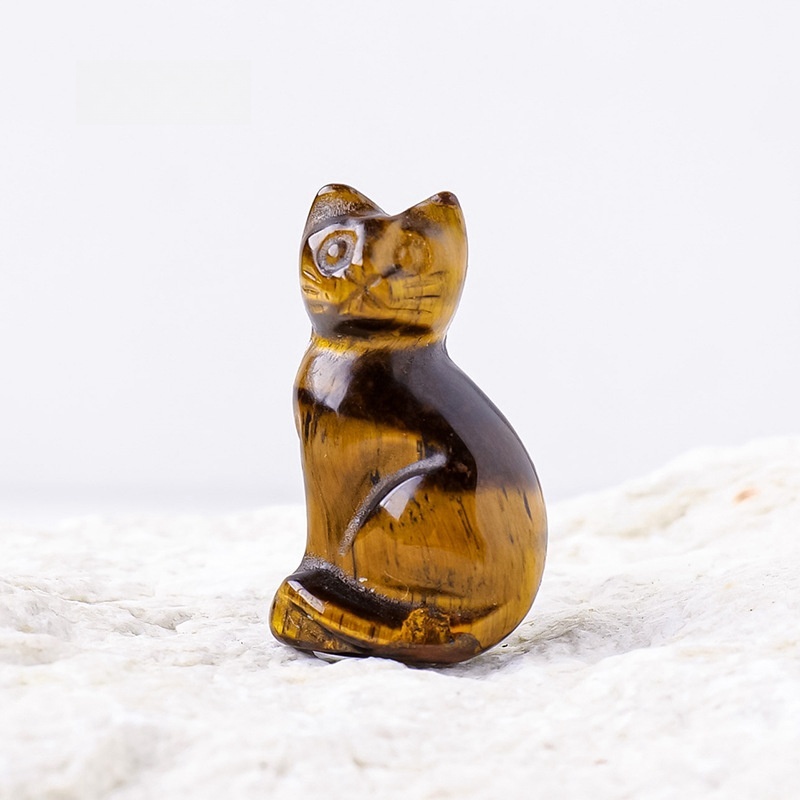 Natural crystal lucky cat carving crystal jade cat ornaments