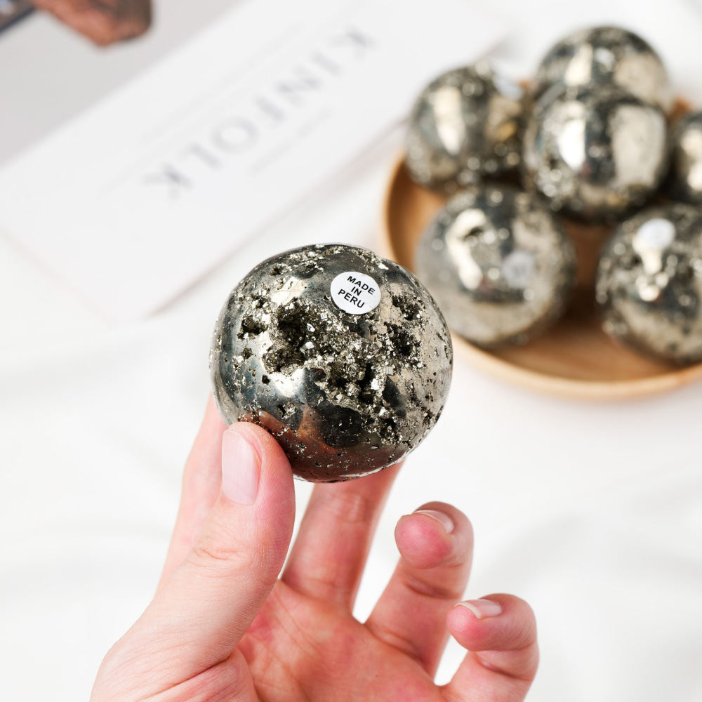 Natural Peruvian chalcopyrite crystal ball crystal raw stone geode ball