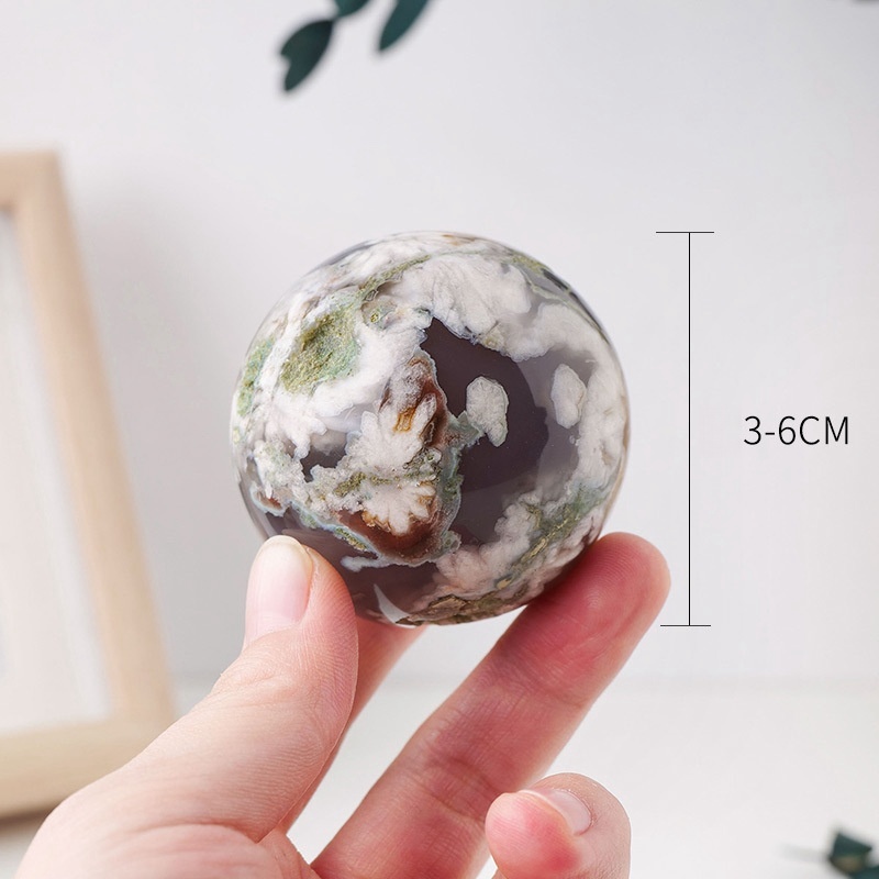 Natural black cherry agate ball ornaments crystal raw stone polished