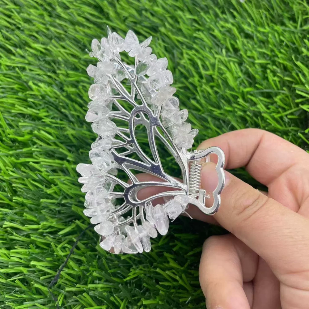 Butterfly crystal hair clips natural stone gravel butterfly hair clips
