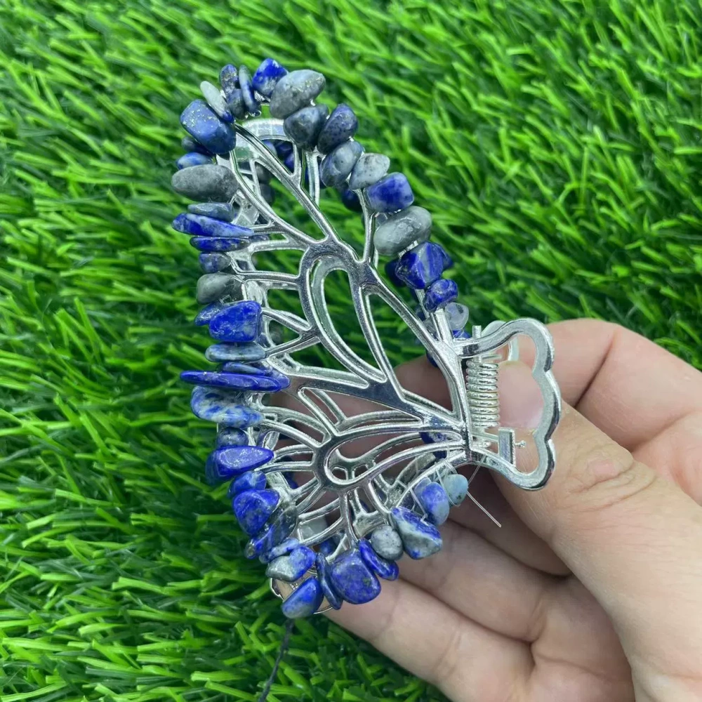 Butterfly crystal hair clips natural stone gravel butterfly hair clips