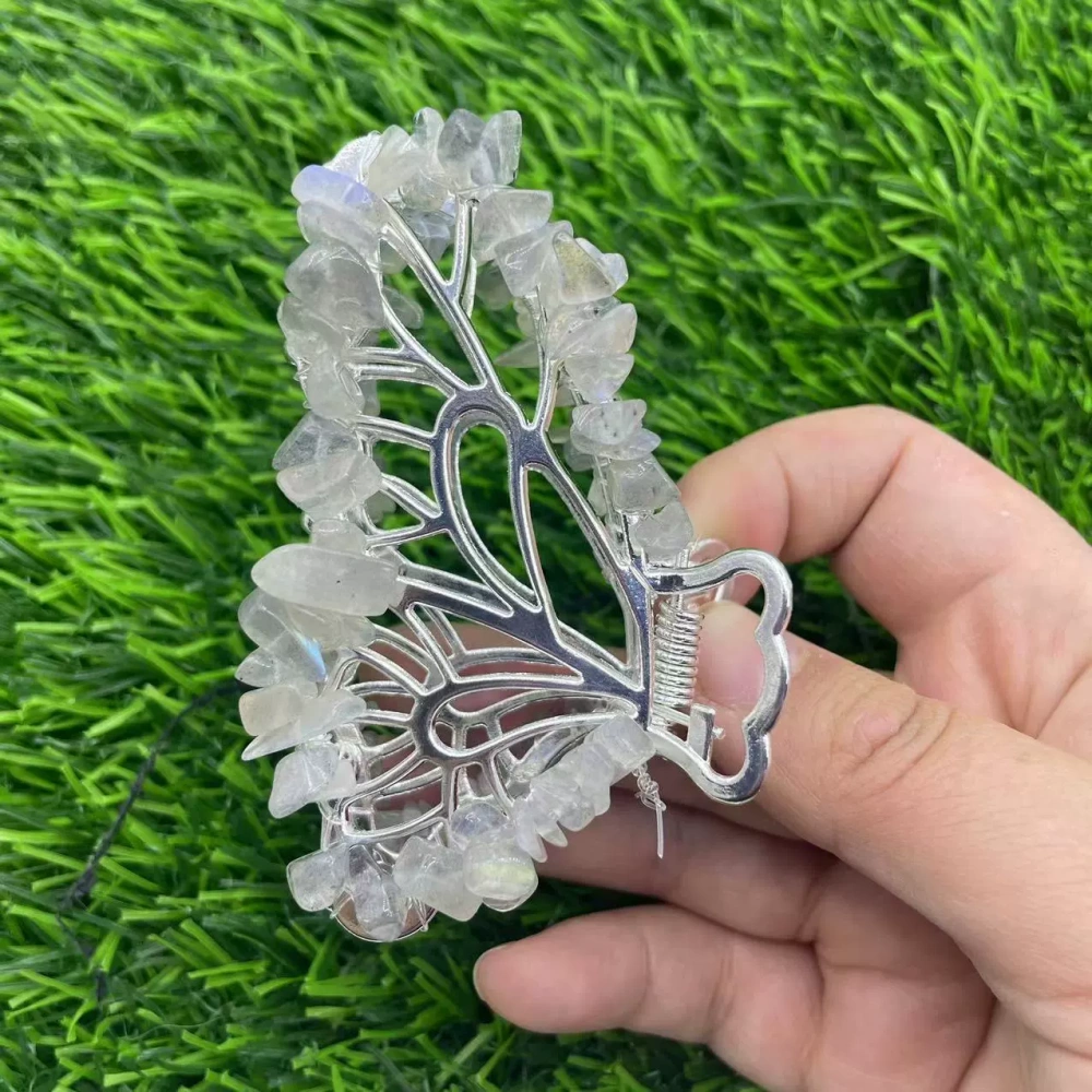 Butterfly crystal hair clips natural stone gravel butterfly hair clips