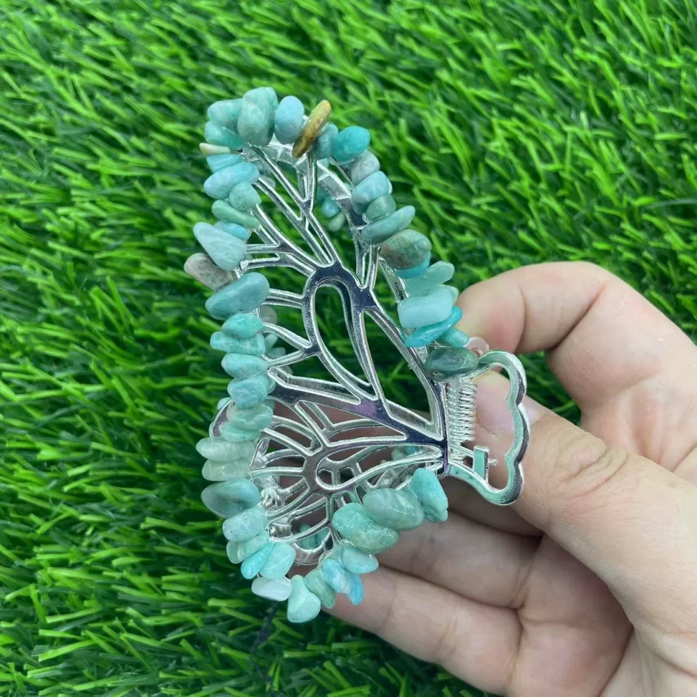 Butterfly crystal hair clips natural stone gravel butterfly hair clips
