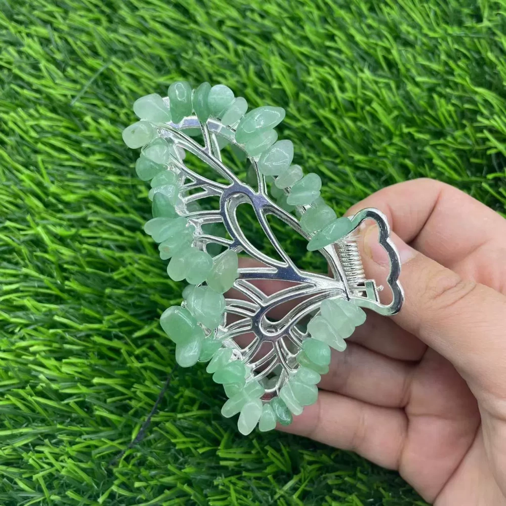 Butterfly crystal hair clips natural stone gravel butterfly hair clips