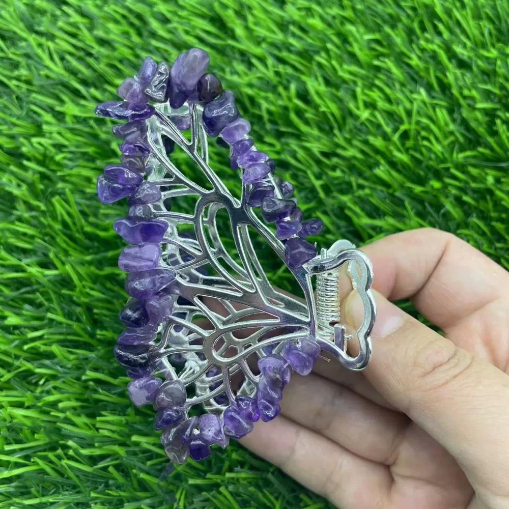 Butterfly crystal hair clips natural stone gravel butterfly hair clips