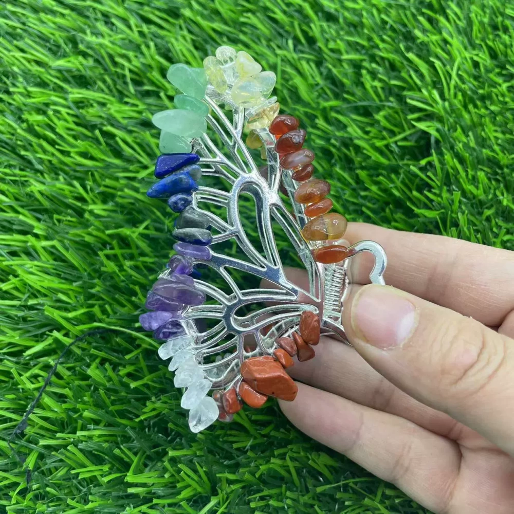 Butterfly crystal hair clips natural stone gravel butterfly hair clips