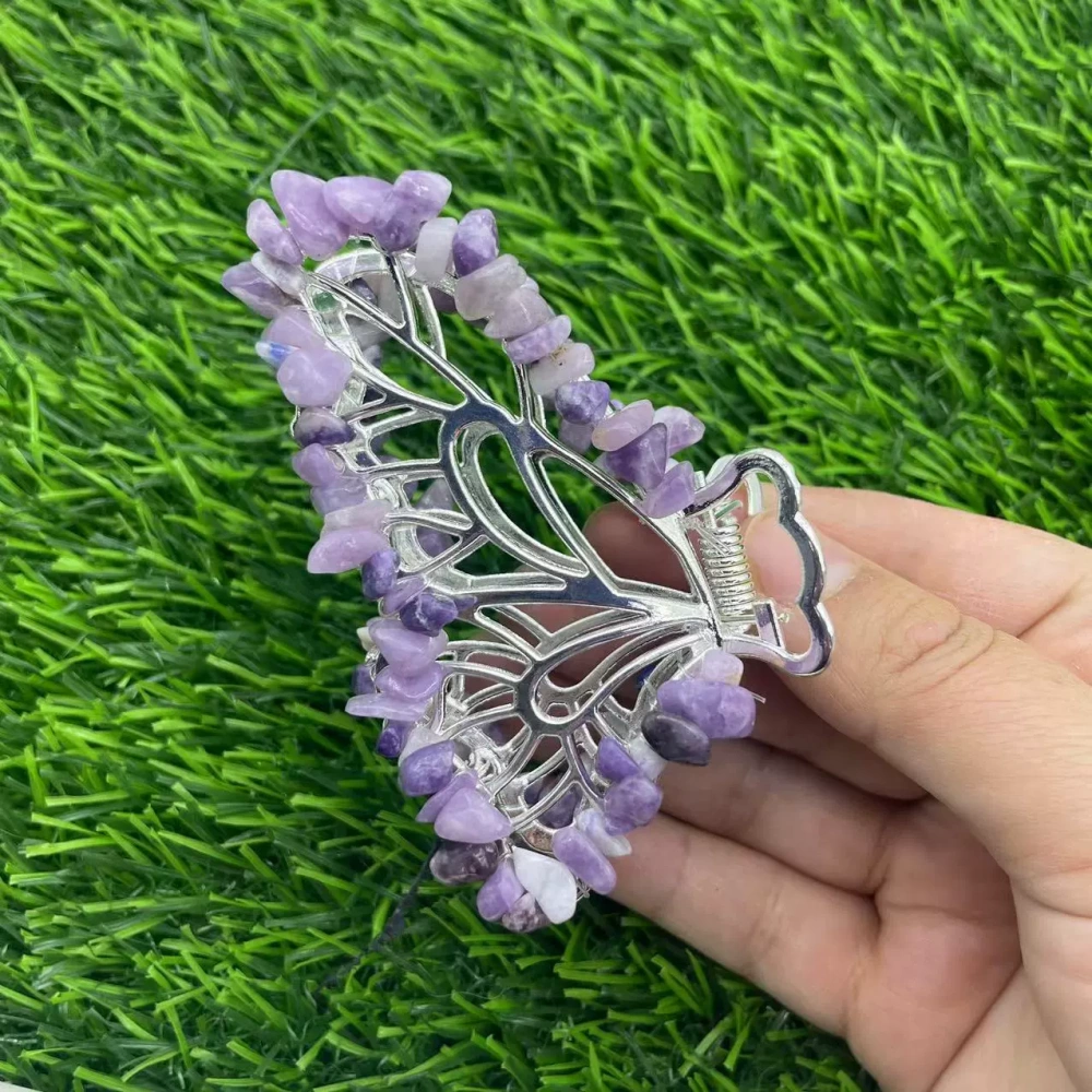 Butterfly crystal hair clips natural stone gravel butterfly hair clips