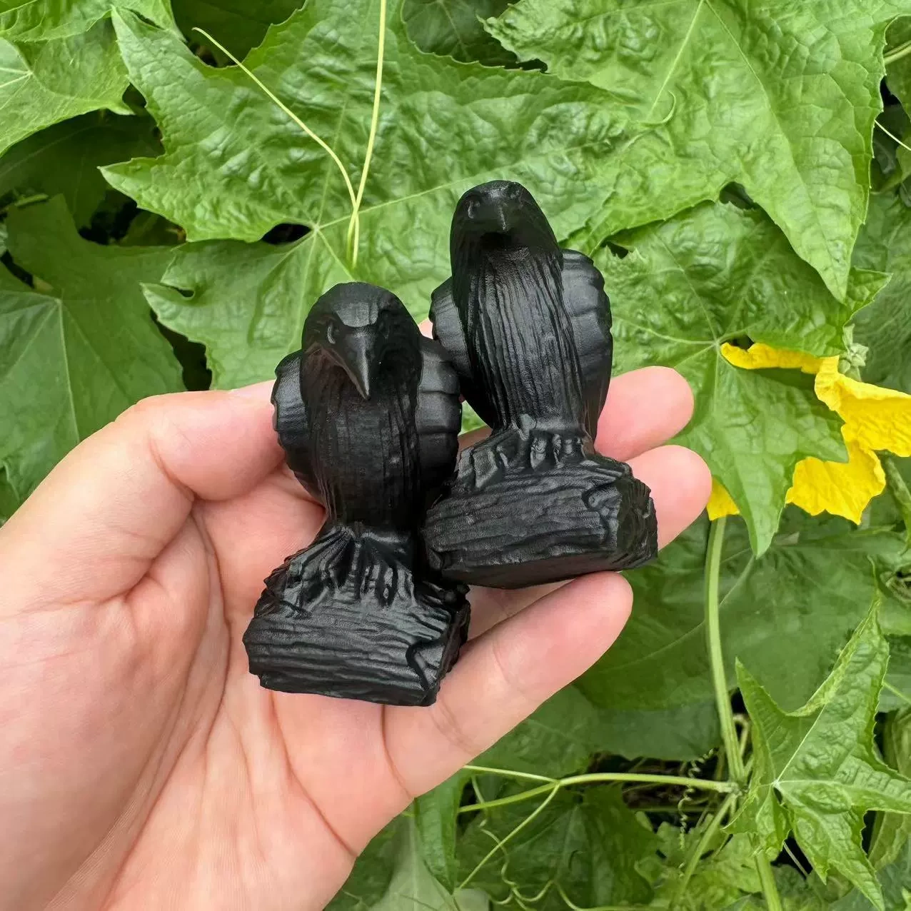 6cm obsidian crystal raven obsidian raven semi-precious stone frosted raven