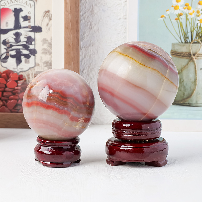 Natural rainbow agate geode crystal ball ornaments original stone polished