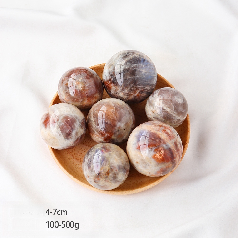 Natural crystal blue moonstone ball hand-polished raw stone desktop ornaments