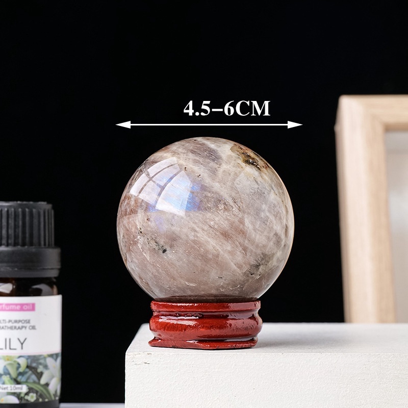 Natural crystal blue moonstone ball hand-polished raw stone desktop ornaments