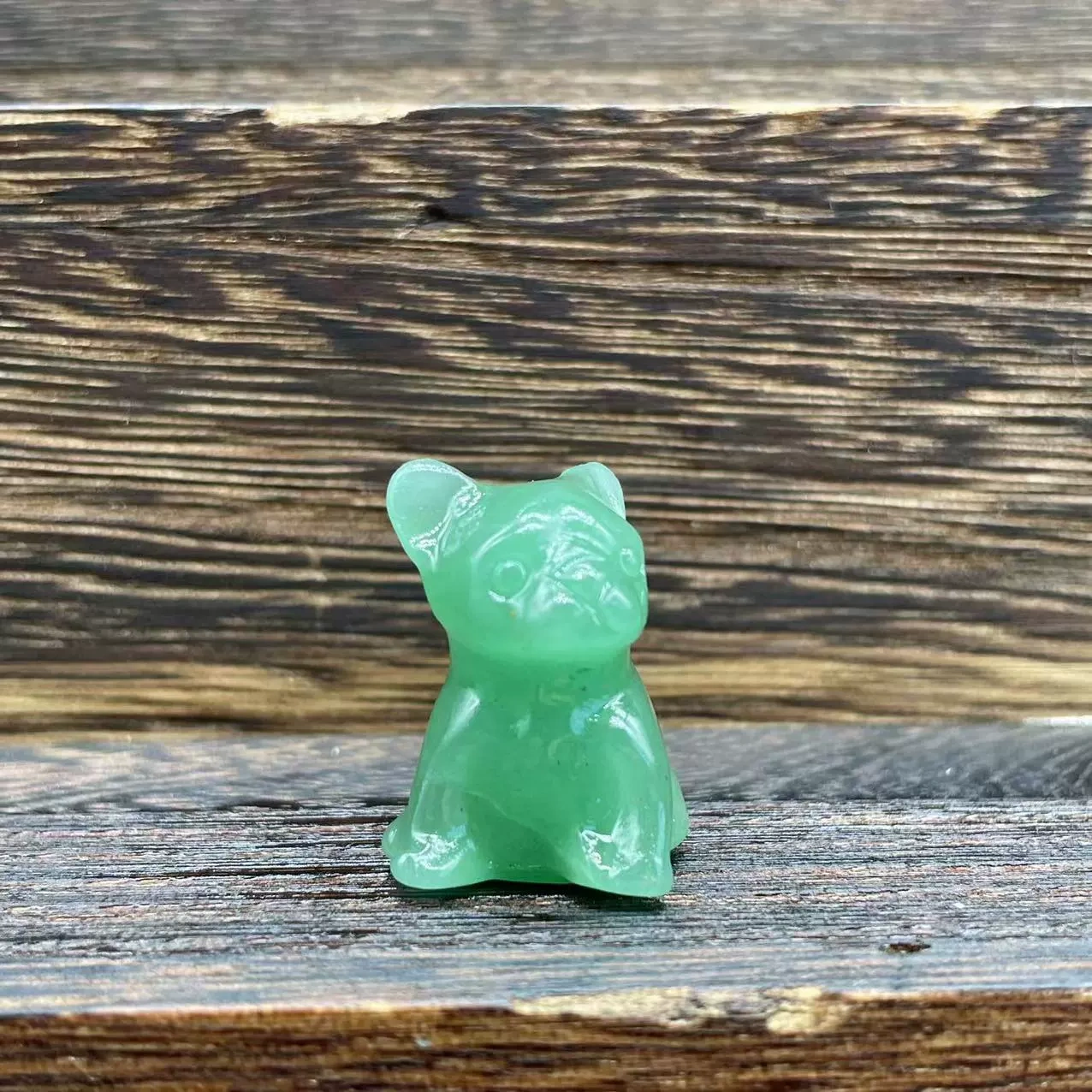 Crystal dogs 3cm semi-precious stone carving rose quartz purple mica French bulldog