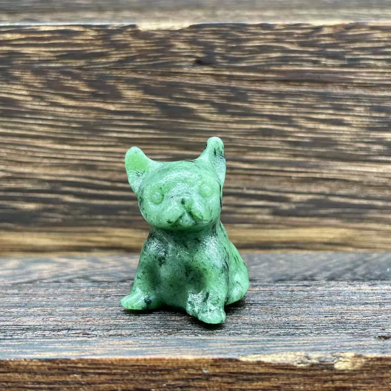 Crystal dogs 3cm semi-precious stone carving rose quartz purple mica French bulldog