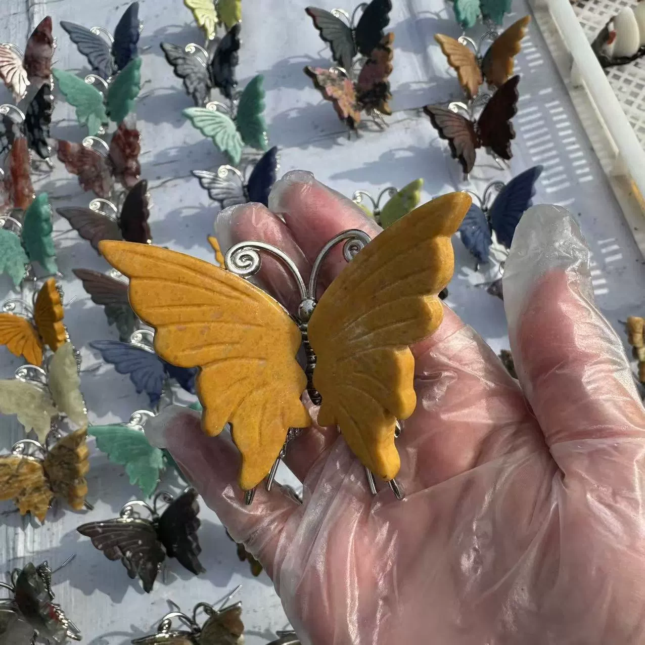 Natural stone butterfly Semi-precious stone butterfly wings