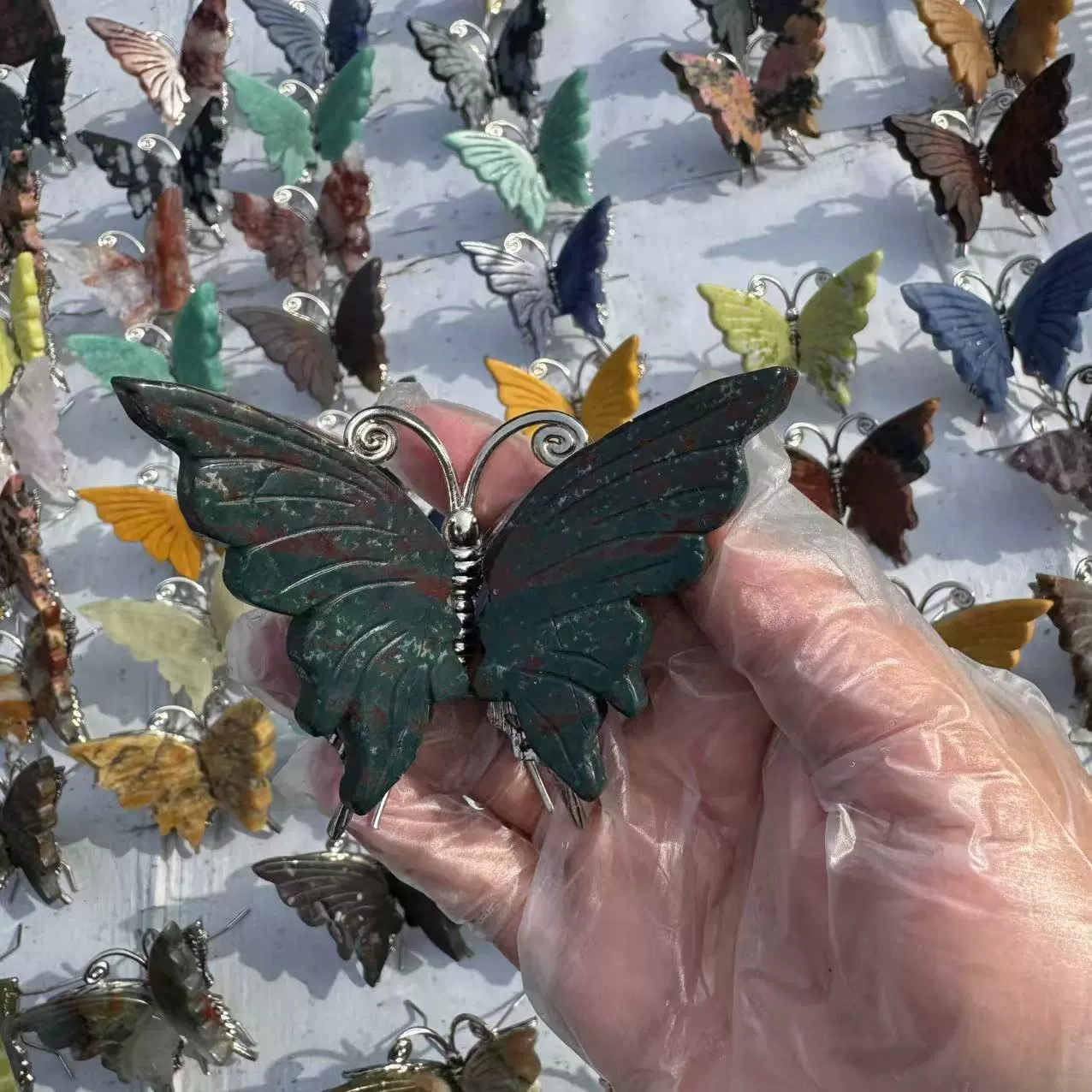 Natural stone butterfly Semi-precious stone butterfly wings