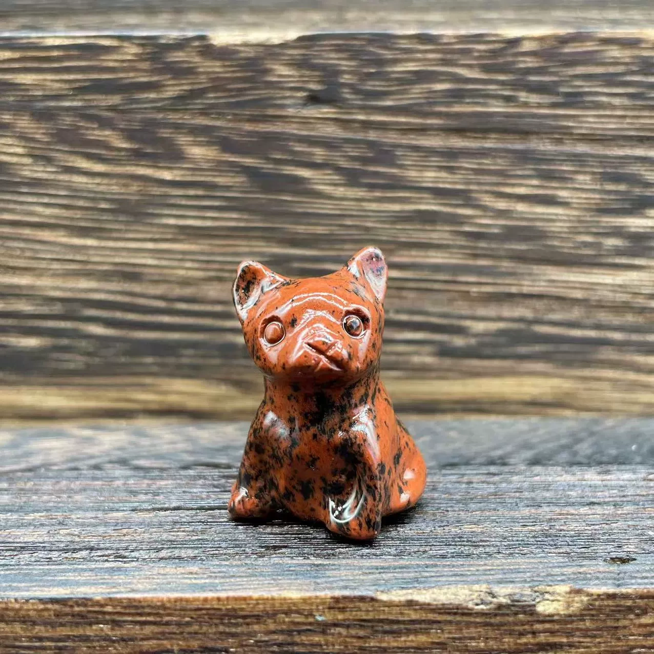 Crystal dogs 3cm semi-precious stone carving rose quartz purple mica French bulldog