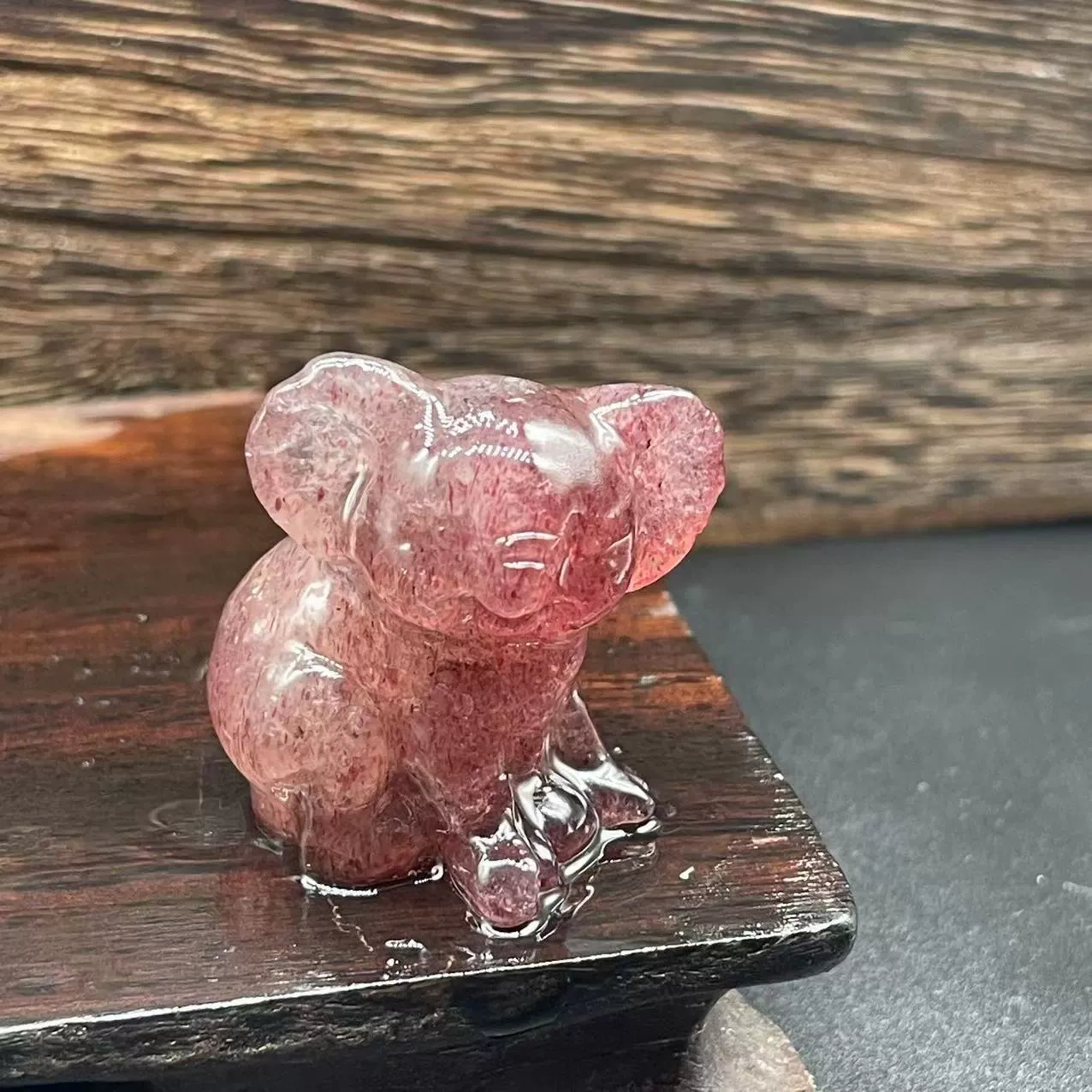 3cm Semi-precious Natural Stone Koala Rose Quartz Green Aventurine White Crystal Animal Sculpture
