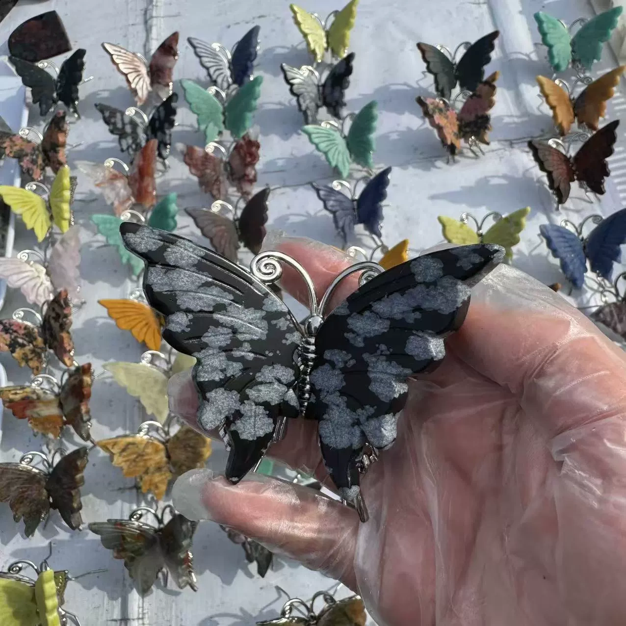 Natural stone butterfly Semi-precious stone butterfly wings