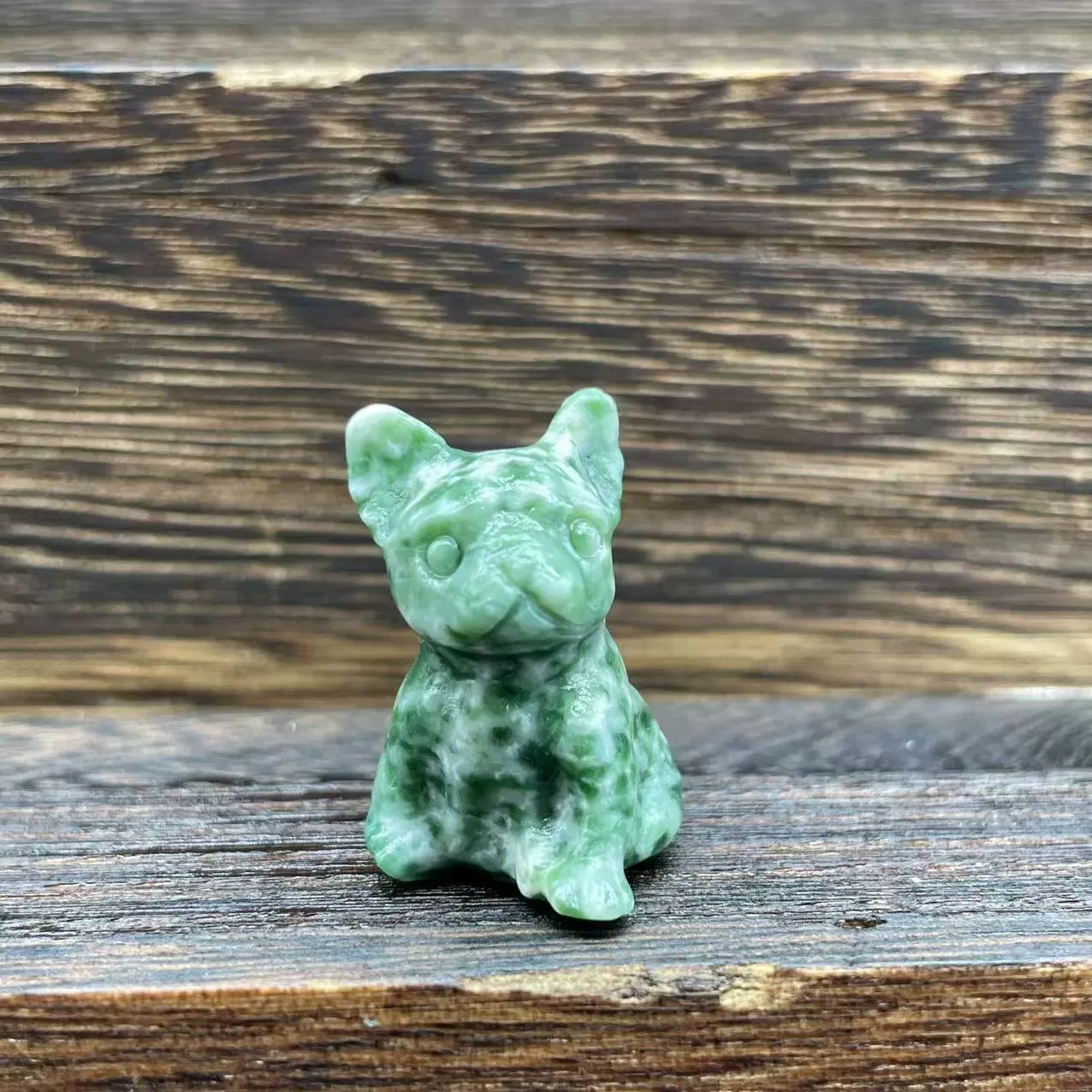 Crystal dogs 3cm semi-precious stone carving rose quartz purple mica French bulldog