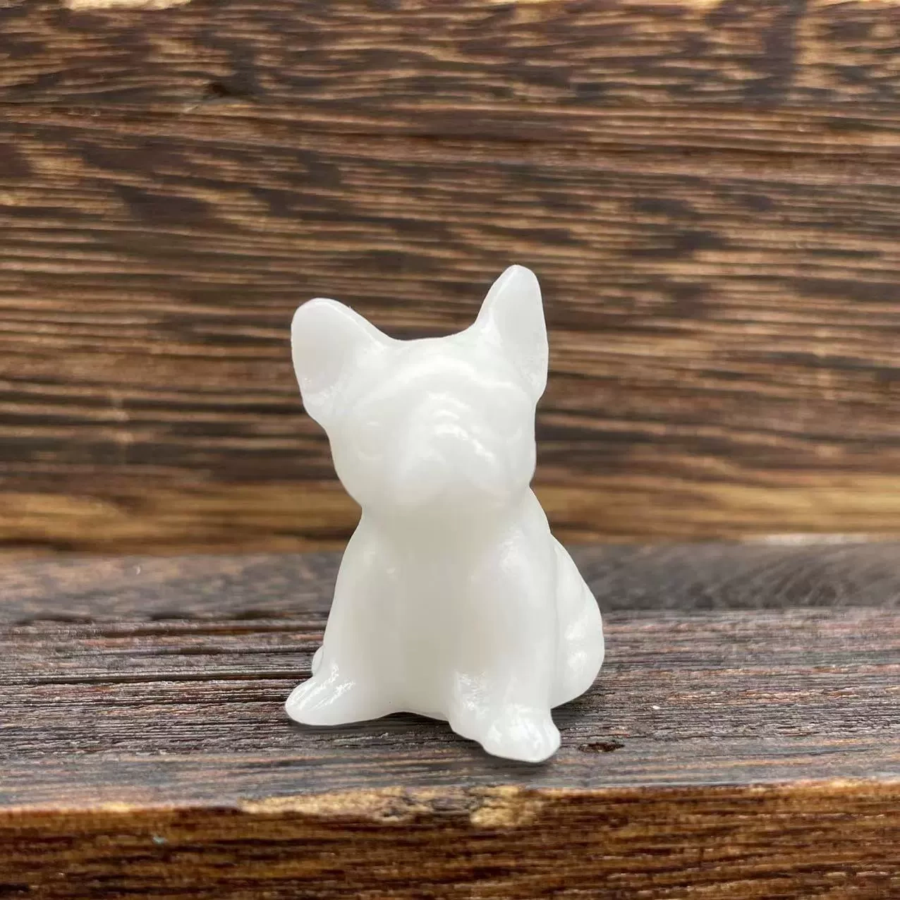 Crystal dogs 3cm semi-precious stone carving rose quartz purple mica French bulldog