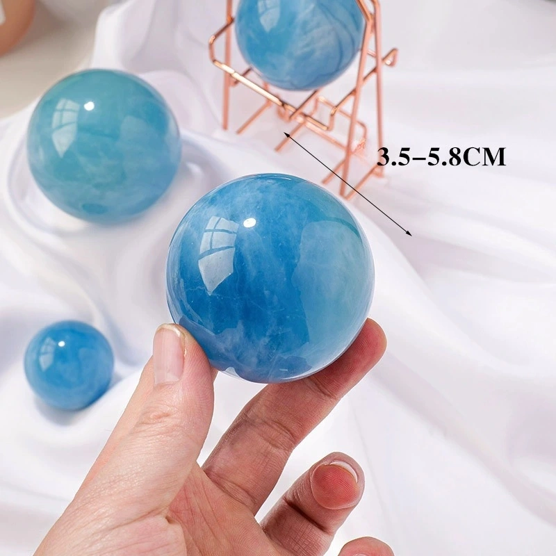 Natural aquamarine ball ornaments crystal raw stone polishing