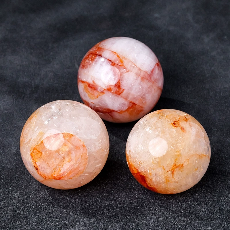 Natural red gum flower crystal ball raw stone polished crystal crafts