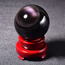 Natural rainbow eye obsidian ball rough stone polished home decoration
