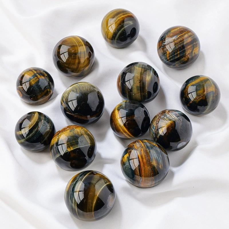Natural yellow and blue tiger eye stone crystal ball Tiger eye stone round ball ornaments