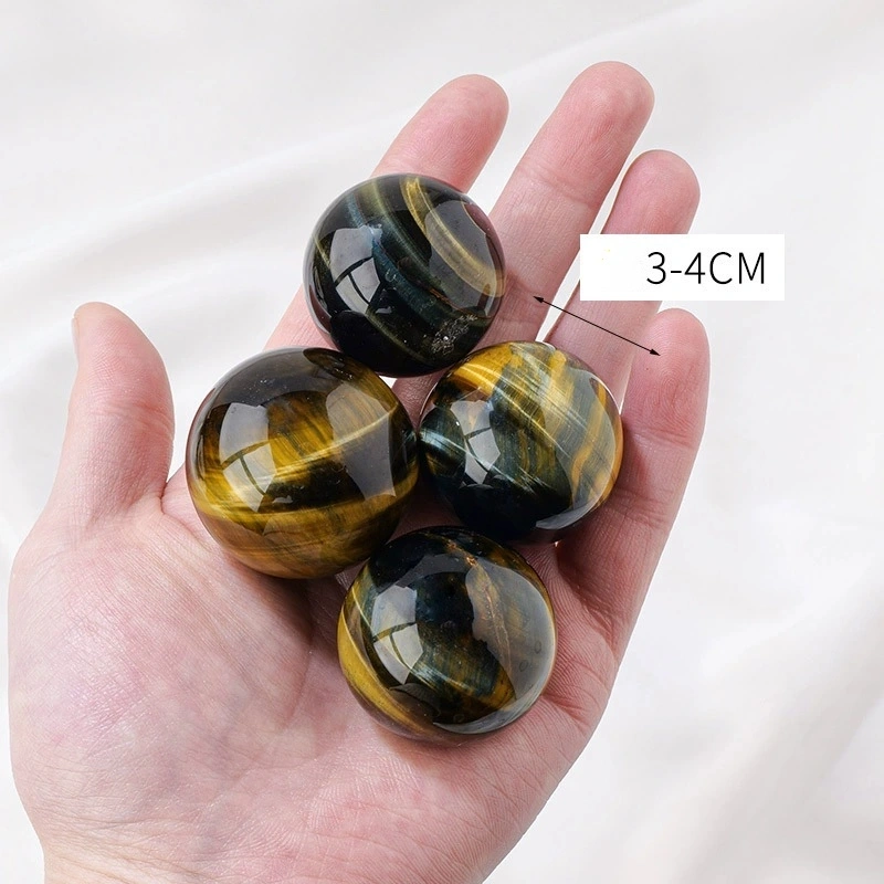 Natural yellow and blue tiger eye stone crystal ball Tiger eye stone round ball ornaments