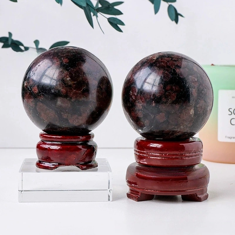 Natural garnet crystal ball ornaments crystal raw stone polished