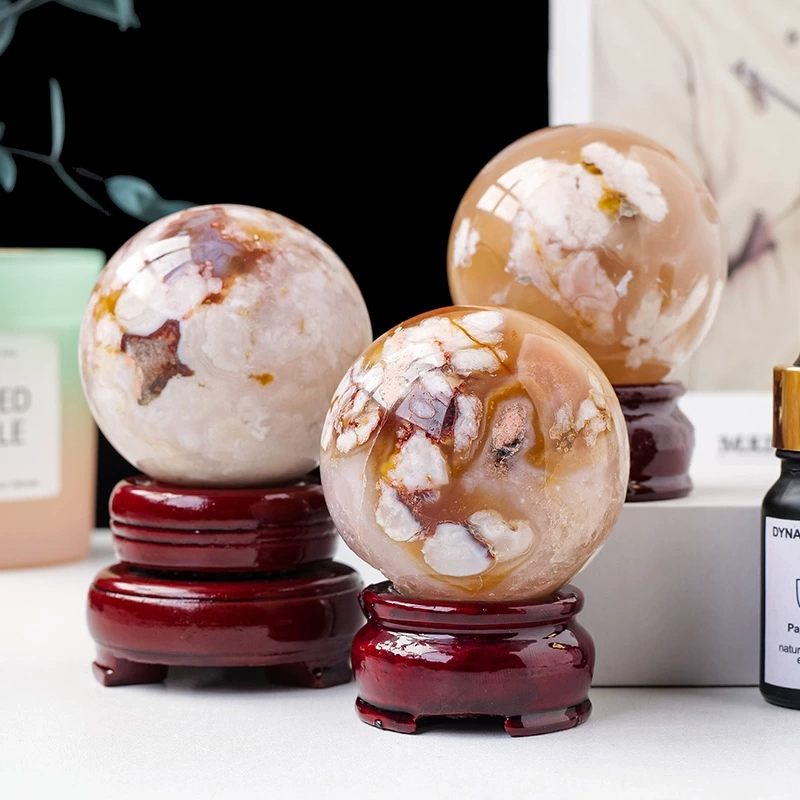 Natural crystal ball cherry agate crystal ball crystal raw stone polishing