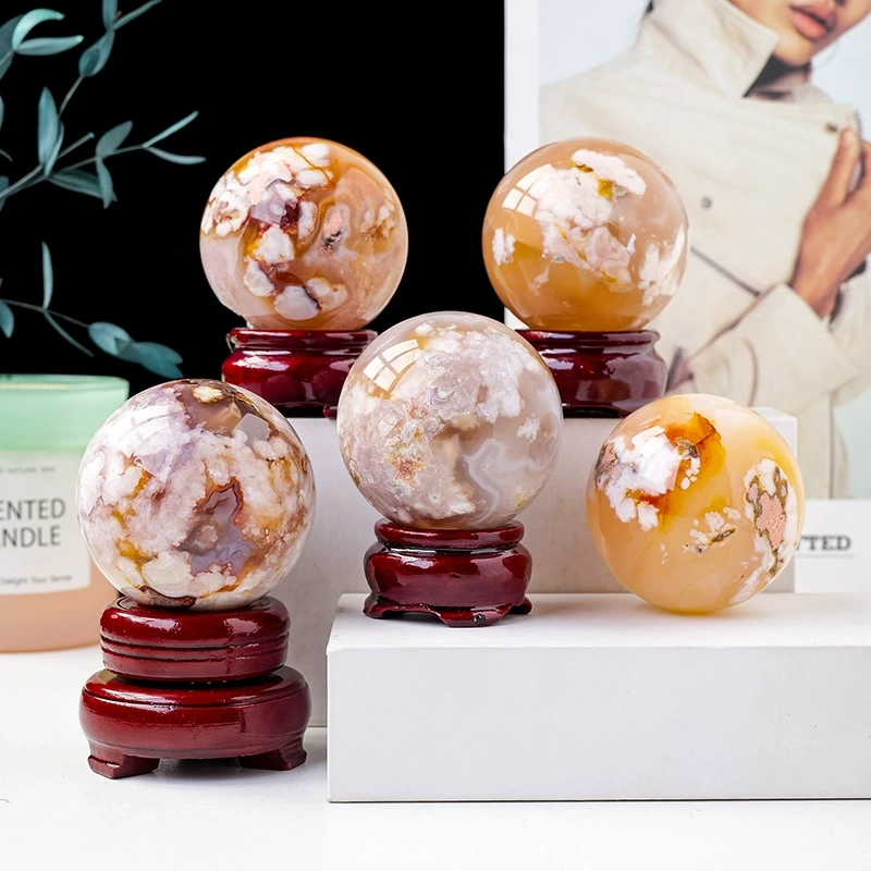 Natural crystal ball cherry agate crystal ball crystal raw stone polishing