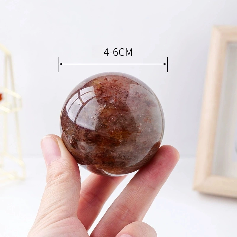 Natural crystal red glue flower crystal ball crystal raw stone polished ornaments